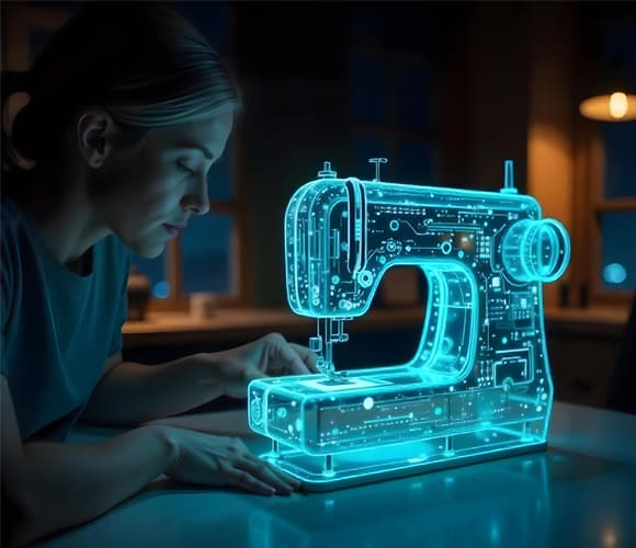 Futuristic industrial sewing machine concept